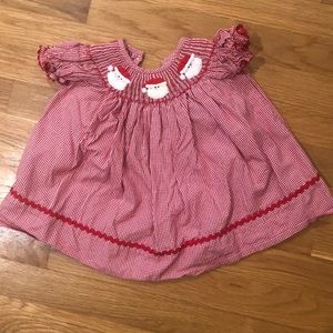 Smocked Christmas Dress, 3 Months, Red Gingham